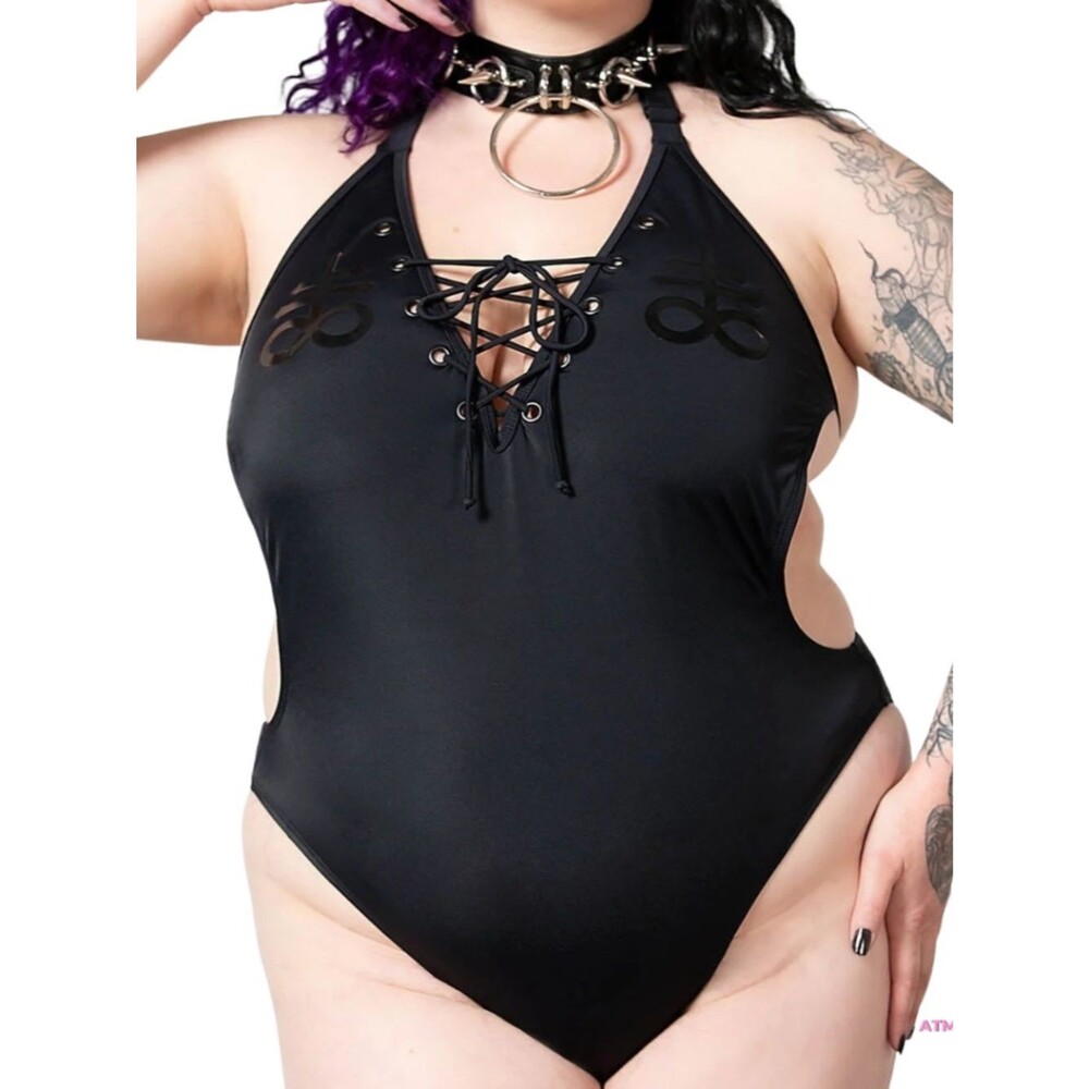 NWT Killstar Doro Monokini One-Piece Black Swimsuit Plus Size 3X - Picture 3 of 16